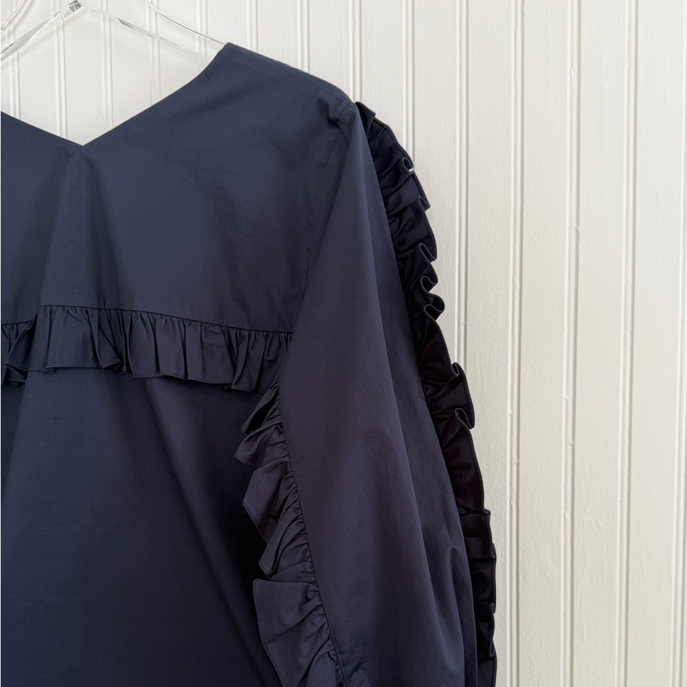 Tibi Satin Poplin Ruffle Top - Picture 5 of 9